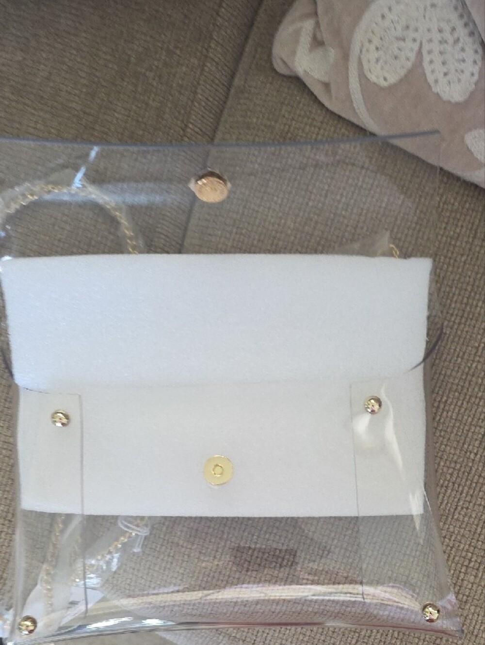 Women’s Clear PVC Crossbody Bag with White Trim - Picture 4 of 5